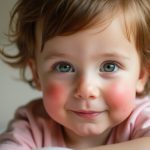 Enfant souriant avec des joues rouges, illustrant un symptôme caractéristique de la cinquième maladie